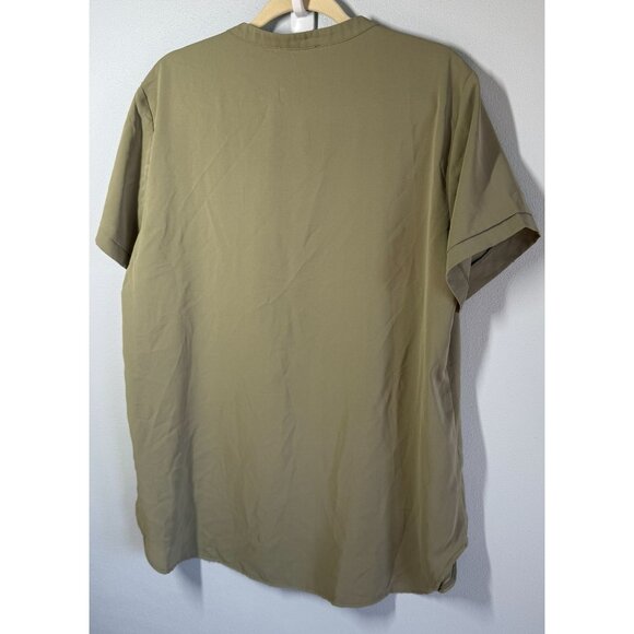 Timeson Womens Chiffon Popover Blouse XL Sage Green V-Neck Flowy Layering - Picture 3 of 12